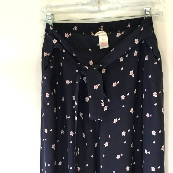 Yado Women's Vintage Cropped Palazzo Pull-On Pants Navy and Lavender Size Large - Picture 2 of 9